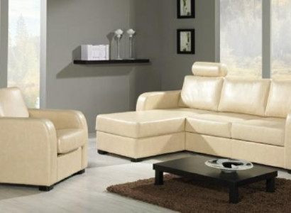 Corner sofa Sofa Couch Leather Textile Fabric Living landscape Suite Upholstery Corner CAPRI